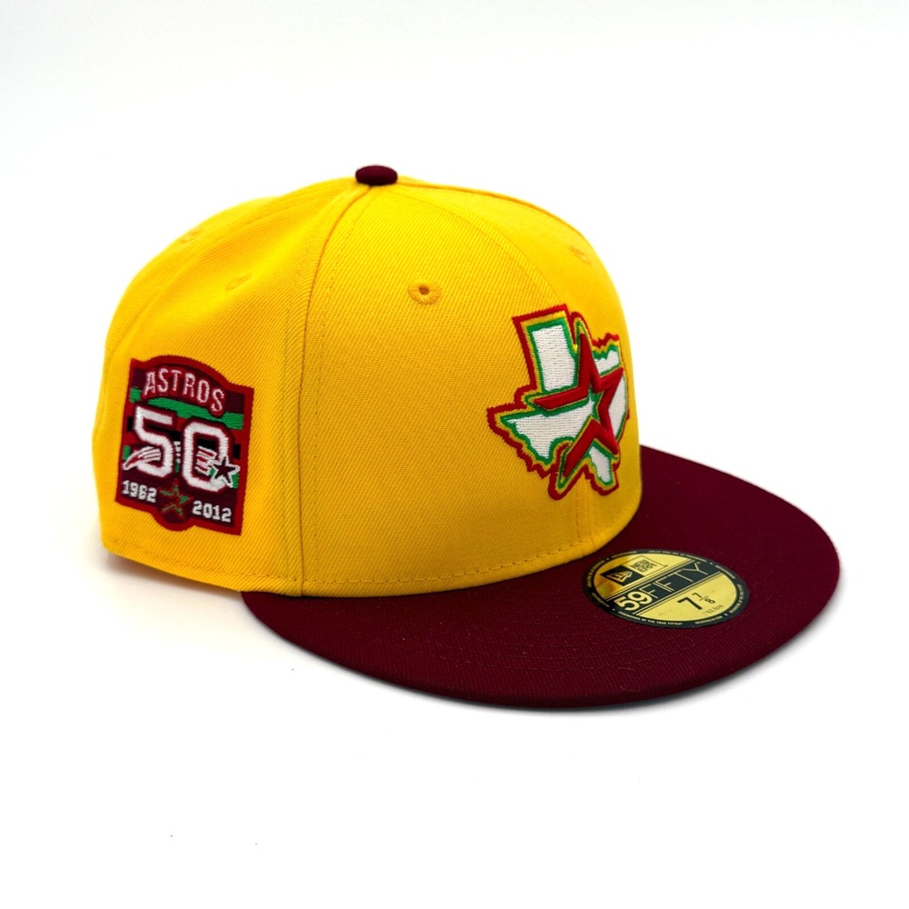 New Era Houston Astros 59FIFTY Hat Hot Sauce Pack‎ 50th Year Patch Size 7-7/8
